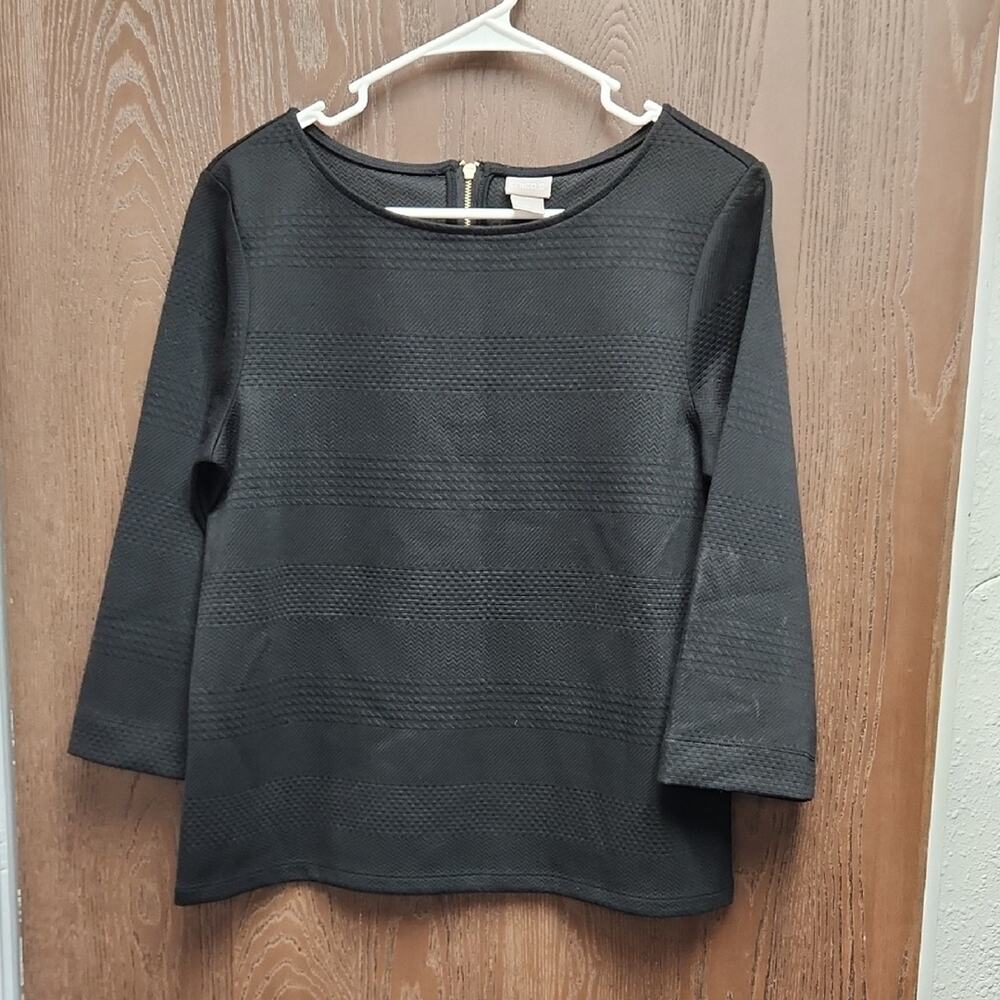 Chico's Black Textured Women's Blouse